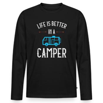 Life is Better in a Camper - Men's Premium Organic Long Sleeve Shirt - black - Front - Nico (187cm)