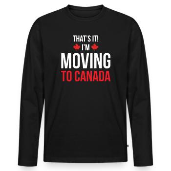 Moving to Canada - Men's Premium Organic Long Sleeve Shirt - black - Front - Nico (187cm)