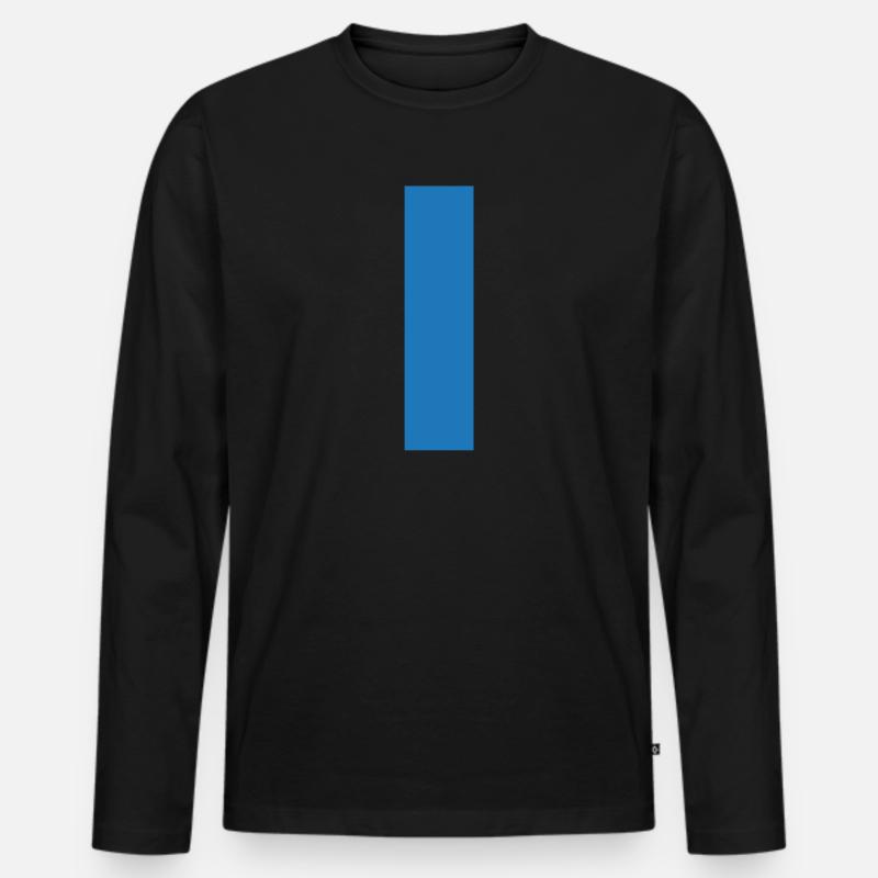 Blauer Strich auf T-Shirt Pullover - Männer Premium Bio Langarmshirt - Schwarz