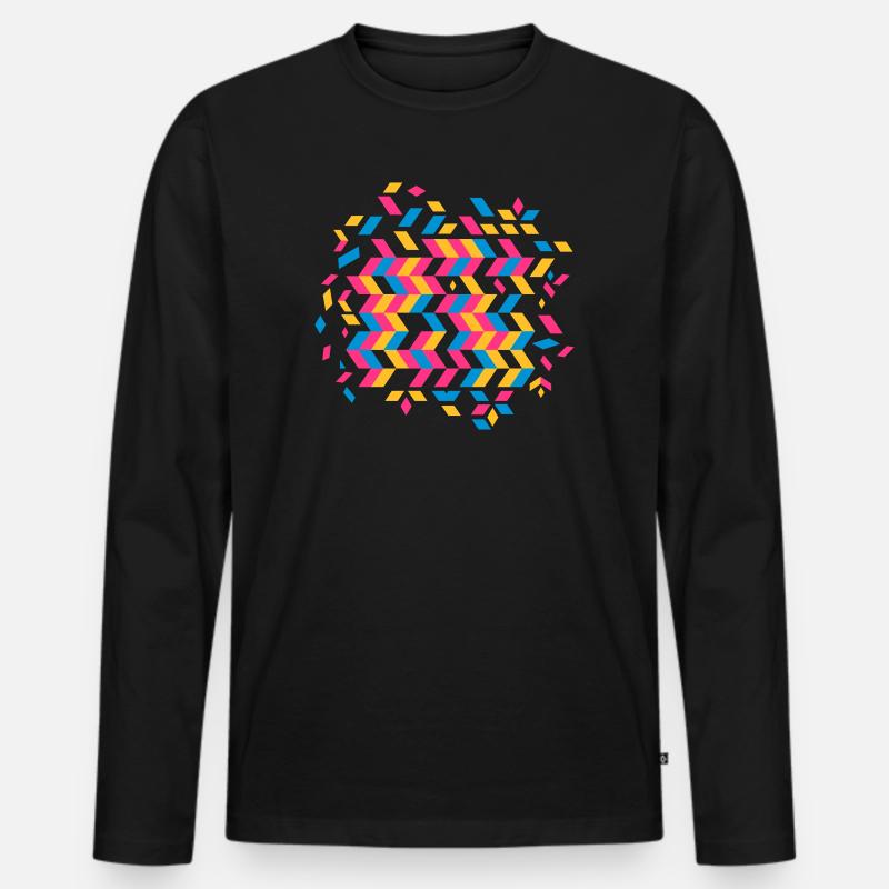 Fischgrätenmuster - Männer Premium Bio Langarmshirt - Schwarz