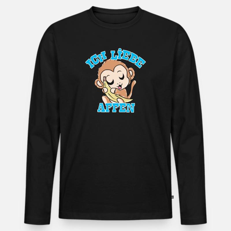 Affen - Männer Premium Bio Langarmshirt - Schwarz