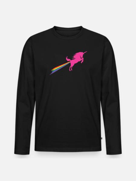 Unichorn Rainbow Fart - Men's Premium Organic Long Sleeve Shirt - black