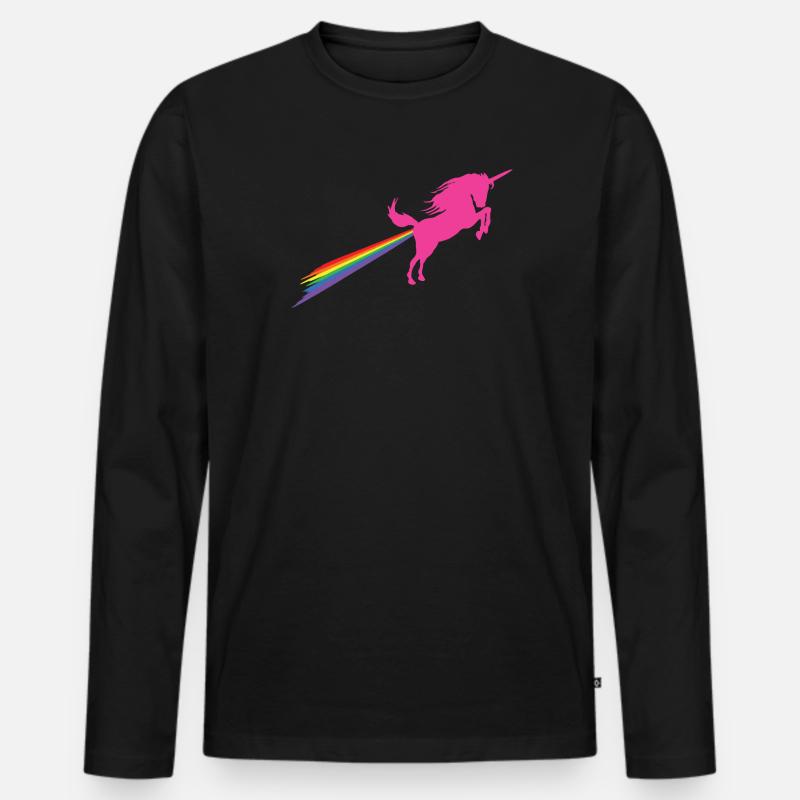 Einhorn Regenbogen Furz - Männer Premium Bio Langarmshirt - Schwarz