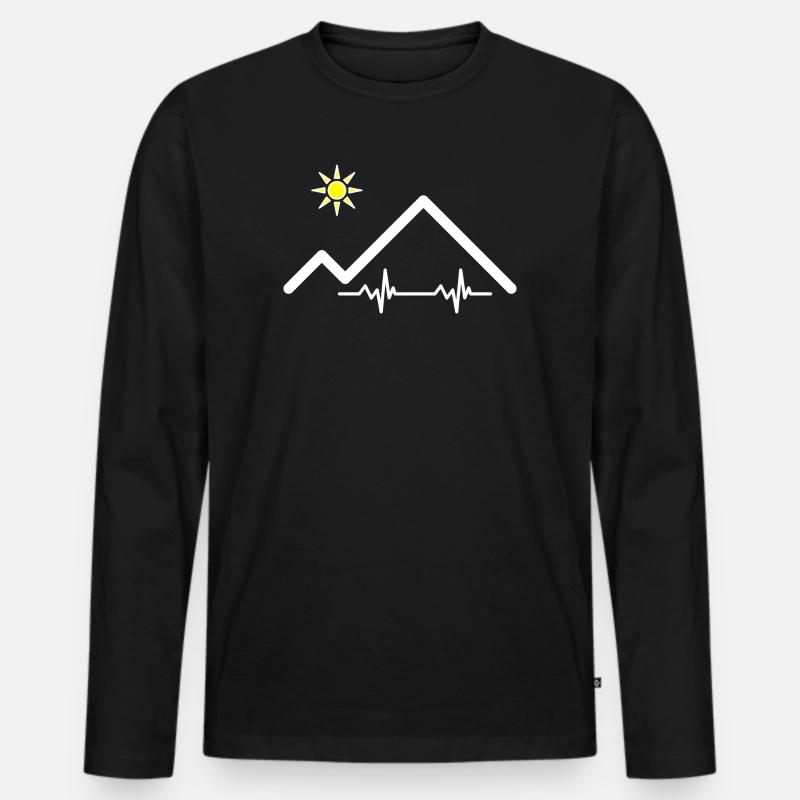 Pulsschlag der Berge - Männer Premium Bio Langarmshirt - Schwarz