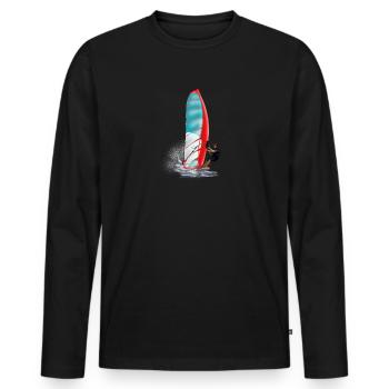 windsurfing - T-shirt manches longues Premium bio Homme - noir - Devant - Nico (187cm)