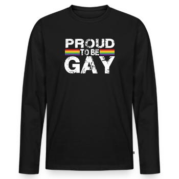 Fier d’être gay - T-shirt manches longues Premium bio Homme - noir - Devant - Nico (187cm)