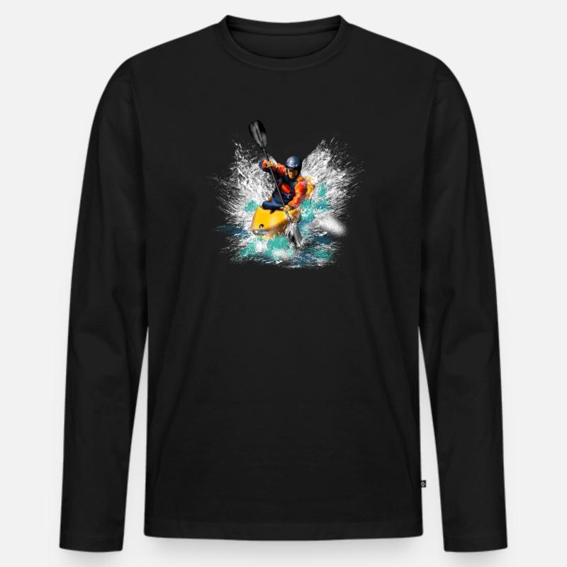 Kayaking - Männer Premium Bio Langarmshirt - Schwarz