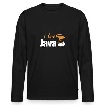 J'aime Java - T-shirt manches longues Premium bio Homme - noir - Devant - Nico (187cm)