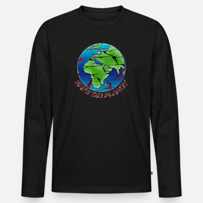 Umweltschutz - Save the Planet - Männer Premium Bio Langarmshirt - Schwarz