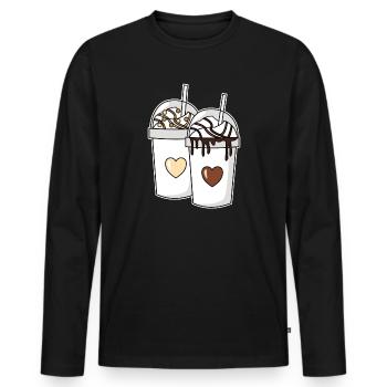 Pärchen Milchshake Vanille Schokolade - Männer Premium Bio Langarmshirt - Schwarz - Vorne - Nico (187cm)