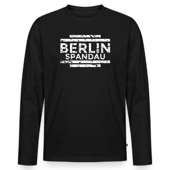 Berlin Spandau (Vintage/Weiß) - Männer Premium Bio Langarmshirt - Schwarz - Vorne - Nico (187cm)