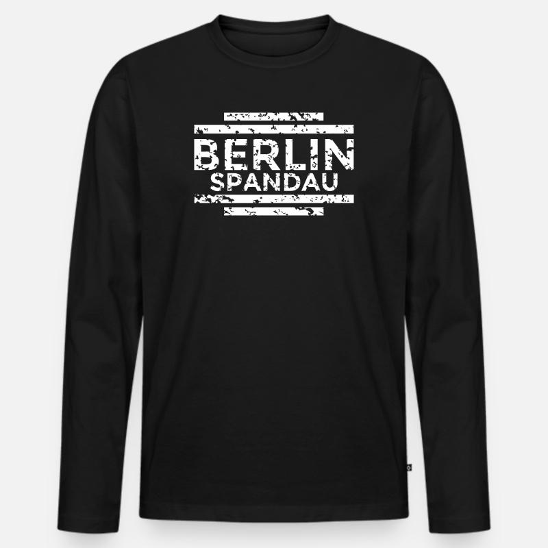 Berlin Spandau (Vintage/Weiß) - Männer Premium Bio Langarmshirt - Schwarz