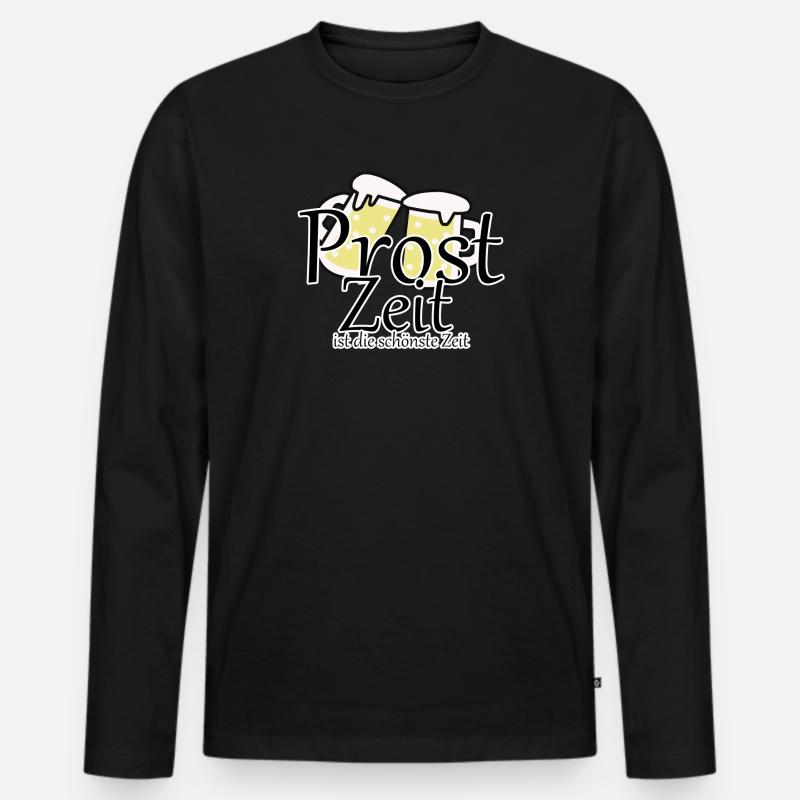 Prost Bier Biergarten Spruch - Männer Premium Bio Langarmshirt - Schwarz