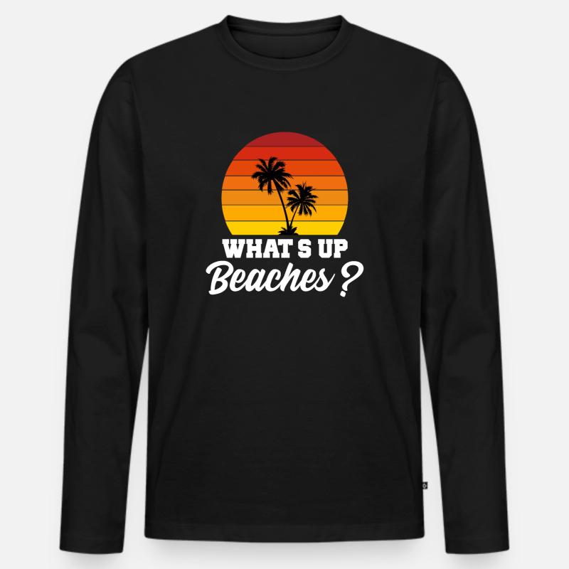 Whats up Beaches - Männer Premium Bio Langarmshirt - Schwarz