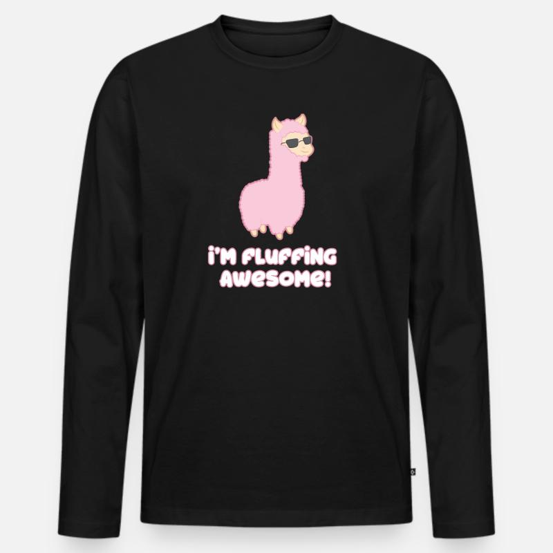 Cooles Lama - Männer Premium Bio Langarmshirt - Schwarz