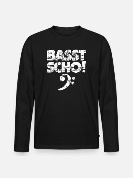 BASST SCHO! Bass Spruch Bassisten (Vintage Weiß) - Männer Premium Bio Langarmshirt - Schwarz