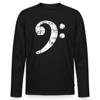 Bassschlüssel (Vintage Weiß) Bassist Bass Basser - Männer Premium Bio Langarmshirt - Schwarz - Vorne - Nico (187cm)