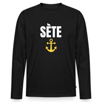 Sète Anker Grafik Sète Souvenir - Männer Premium Bio Langarmshirt - Schwarz - Vorne - Nico (187cm)