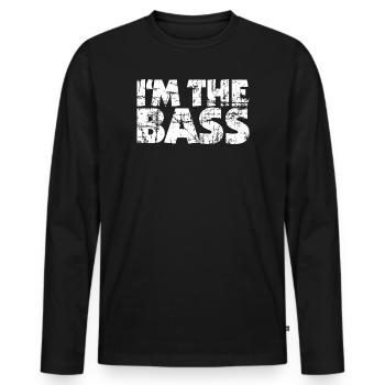 I'm the Bass (Vintage/Weiß) Bassist Bassisten - Männer Premium Bio Langarmshirt - Schwarz - Vorne - Nico (187cm)
