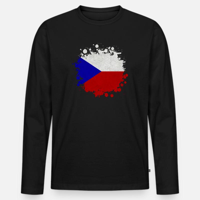 Tschechien Klecks / Geschenk Prag Flagge - Männer Premium Bio Langarmshirt - Schwarz