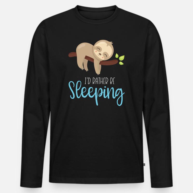 Ich würde eher schlafen - Männer Premium Bio Langarmshirt - Schwarz