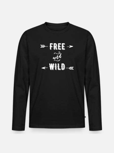 Free and Wild - Men's Premium Organic Long Sleeve Shirt - black