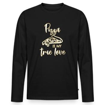 Pizza - Männer Premium Bio Langarmshirt - Schwarz - Vorne - Nico (187cm)
