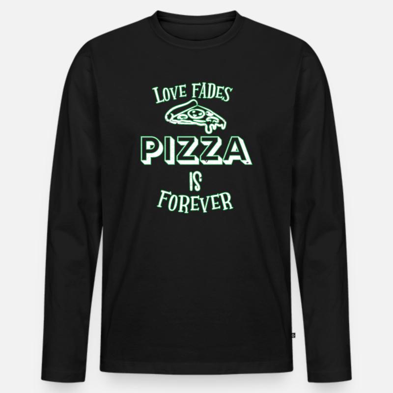 Pizza - Männer Premium Bio Langarmshirt - Schwarz