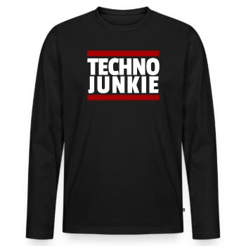 Techno Rave Junkie - T-shirt manches longues Premium bio Homme - noir - Devant - Nico (187cm)