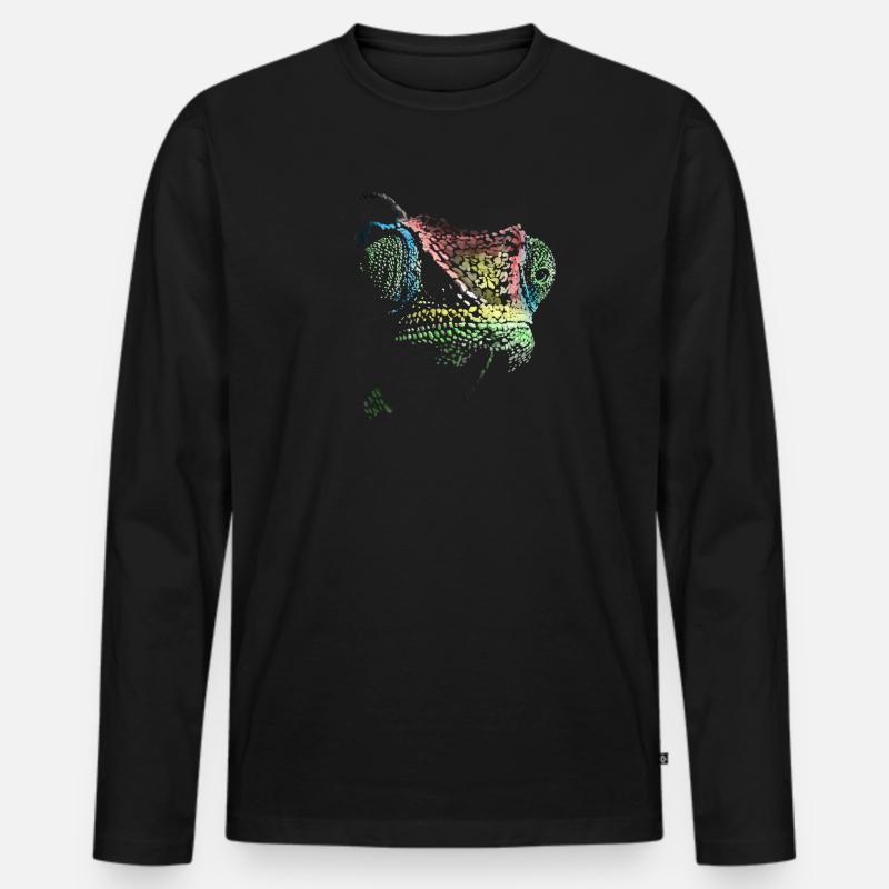 Chamäleon - Männer Premium Bio Langarmshirt - Schwarz
