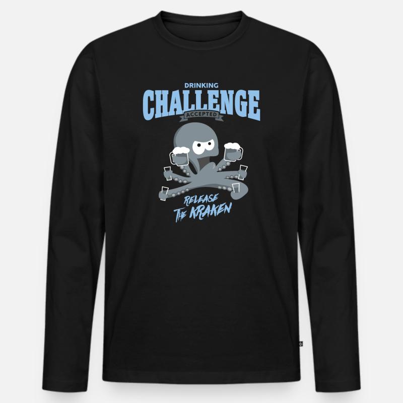 drinking challenge accepted - release the kraken - Männer Premium Bio Langarmshirt - Schwarz