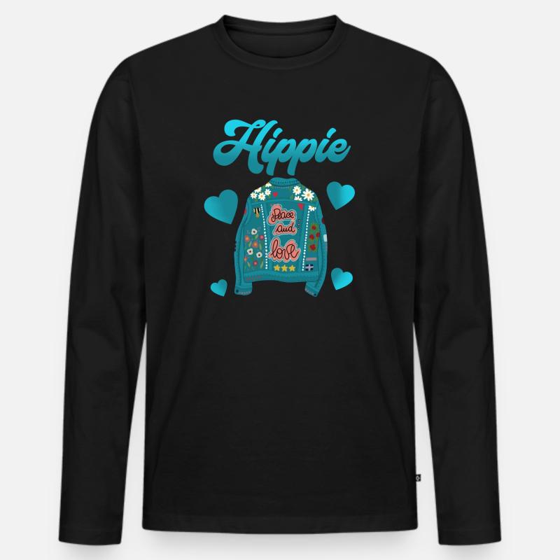 Hippie - Männer Premium Bio Langarmshirt - Schwarz