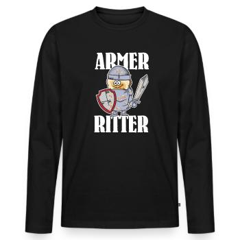 Armer Ritter, Frech Toast - Männer Premium Bio Langarmshirt - Schwarz - Vorne - Nico (187cm)