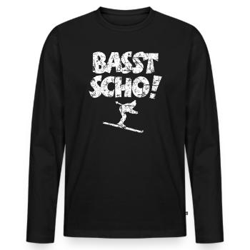 Basst Scho! Après-Ski Wintersport Skifahrer - Männer Premium Bio Langarmshirt - Schwarz - Vorne - Nico (187cm)