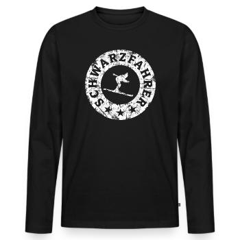 Schwarzfahrer Après-Ski Skifahrer (Vintage/Weiß) - Männer Premium Bio Langarmshirt - Schwarz - Vorne - Nico (187cm)