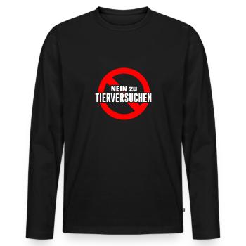 No to animal testing - Men's Premium Organic Long Sleeve Shirt - black - Front - Nico (187cm)
