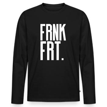 Frankfurt - Männer Premium Bio Langarmshirt - Schwarz - Vorne - Nico (187cm)