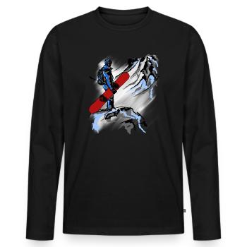 snowboarding - T-shirt manches longues Premium bio Homme - noir - Devant - Nico (187cm)