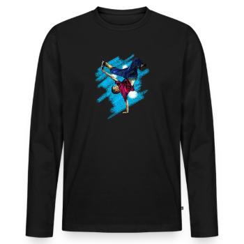 hip hop - Men's Premium Organic Long Sleeve Shirt - black - Front - Nico (187cm)