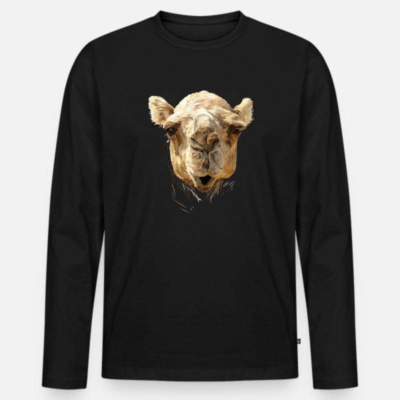 kamel - Männer Premium Bio Langarmshirt - Schwarz