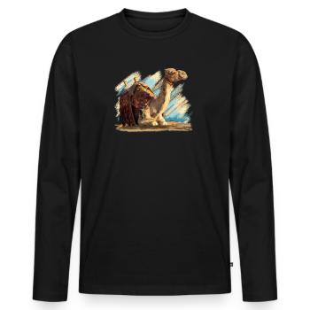 kamel - Männer Premium Bio Langarmshirt - Schwarz - Vorne - Nico (187cm)