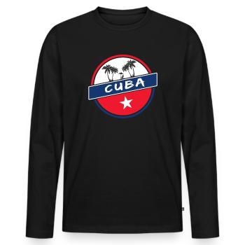 Cuba circle in the national colors - Men's Premium Organic Long Sleeve Shirt - black - Front - Nico (187cm)