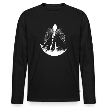 Ange Art - T-shirt manches longues Premium bio Homme - noir - Devant - Nico (187cm)