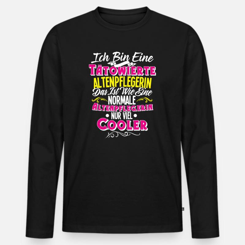 Altenpflegerin Tattoo - Männer Premium Bio Langarmshirt - Schwarz