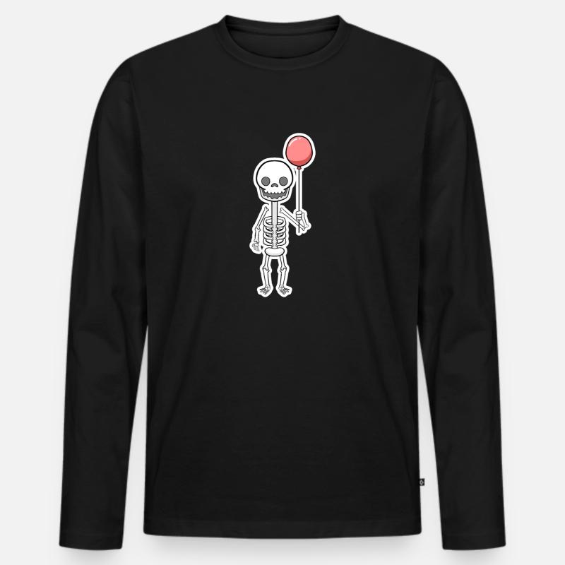Halloween Skelett - Männer Premium Bio Langarmshirt - Schwarz