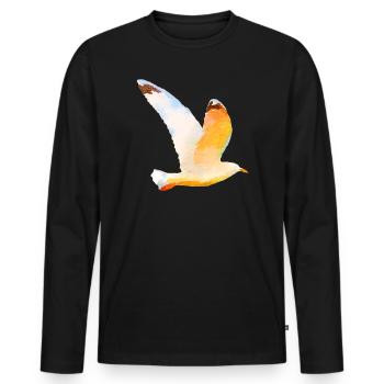 Moewe im Flug Vogel Urlaub - Männer Premium Bio Langarmshirt - Schwarz - Vorne - Nico (187cm)