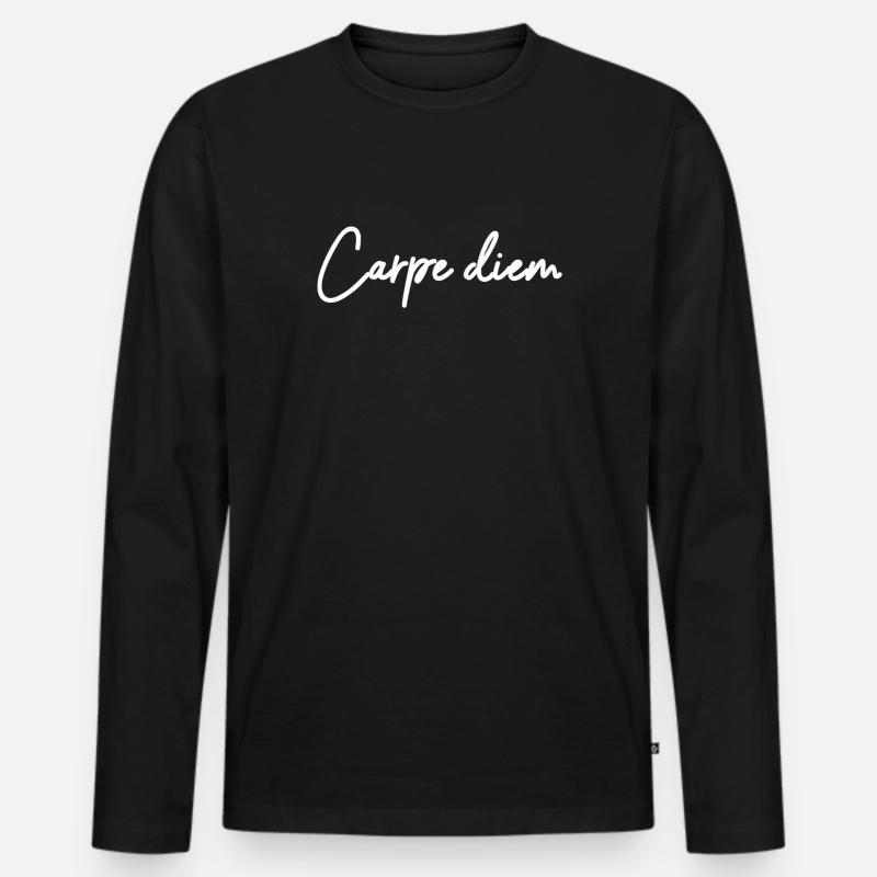 Carpe diem Handschrift - Männer Premium Bio Langarmshirt - Schwarz