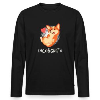 Corgi Chien de garde Chien - T-shirt manches longues Premium bio Homme - noir - Devant - Nico (187cm)