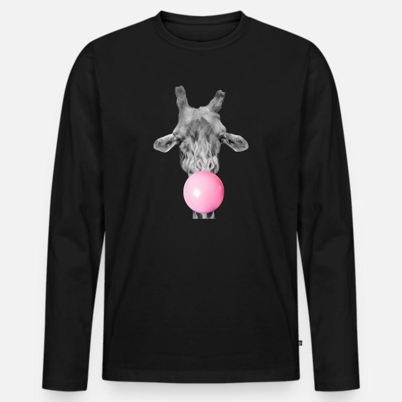 Giraffe und kaugummi - Männer Premium Bio Langarmshirt - Schwarz