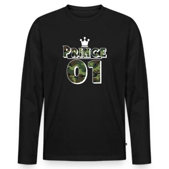 Prince - Men's Premium Organic Long Sleeve Shirt - black - Front - Nico (187cm)